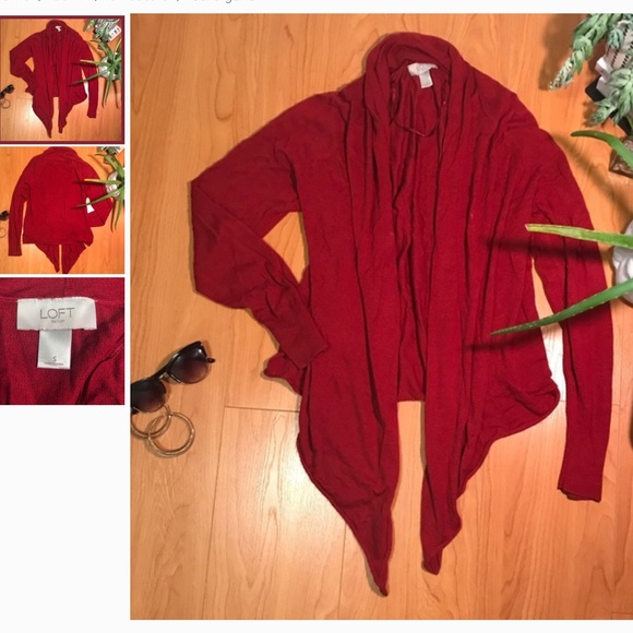 LOFT Sweaters - Long sleeved red cardigan